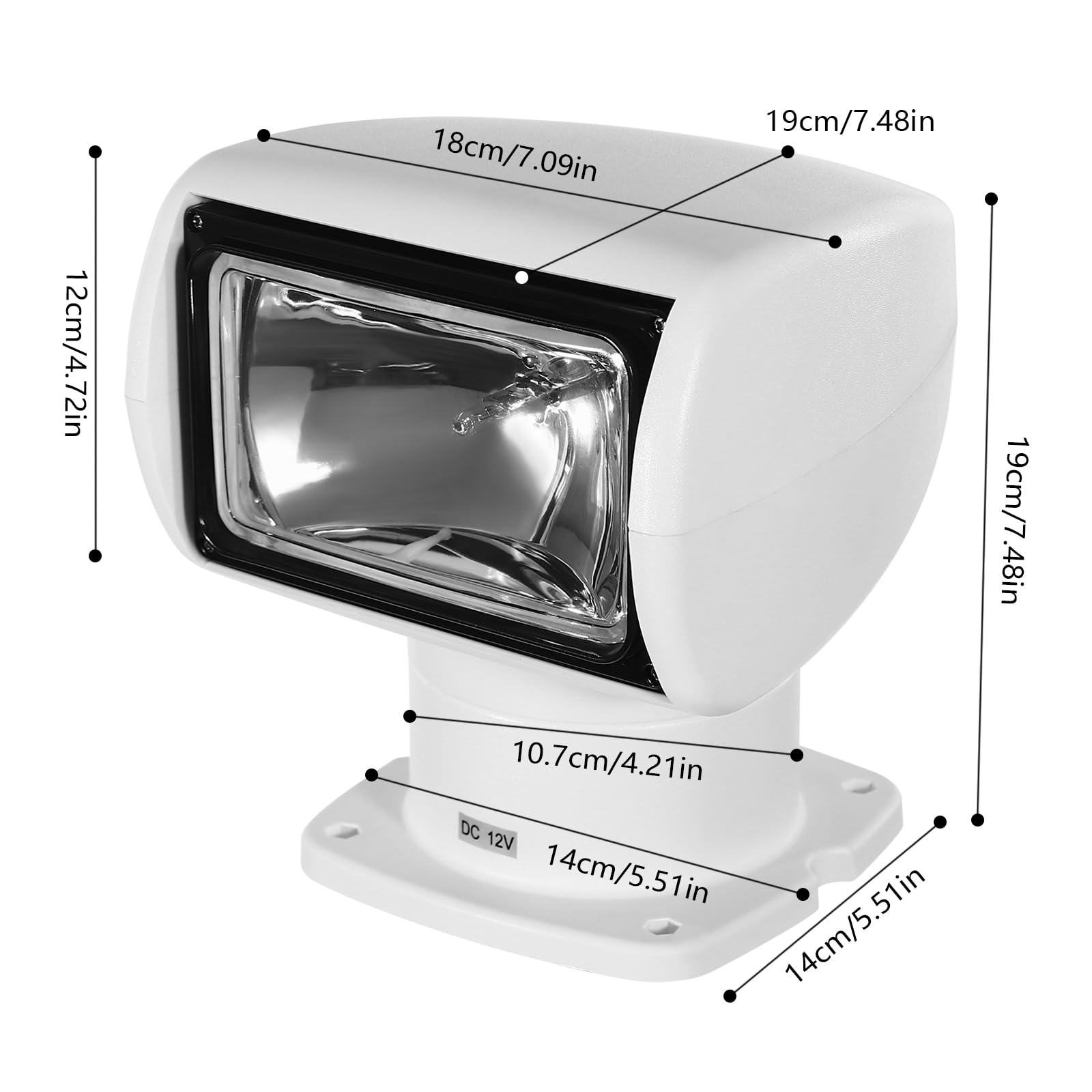 LED Suchscheinwerfer mit Fernbedienung 100W Boot Suchscheinwerfer, Scheinwerfer Boot 3200K 2500 Lumen, Bestrahlungsabstand 800m, 360° Links/Rechts Rotation, 72° Auf/Ab Rotation (Weiß)
