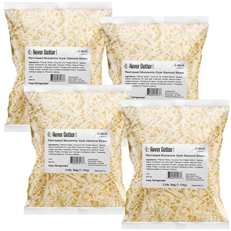Never Better Foods Plant-Based Shredded Mozzarella Cheese – Dairy-Free, Allergen-Free, 10 lb Bulk Bag (160 oz)