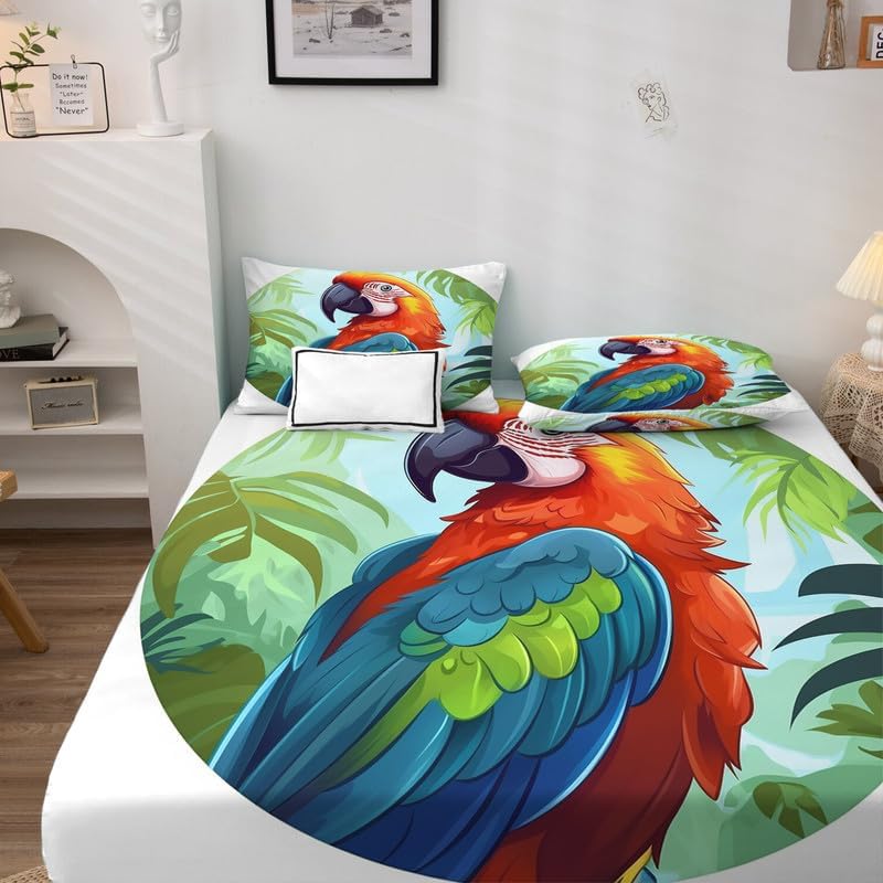 Miniatura 3 de Parrot Sheets - Juego de sábanas tamaño Queen, sábanas de microfibra suave y bolsillo profundo, sábanas y fundas de almohada estampadas sin arrugas,