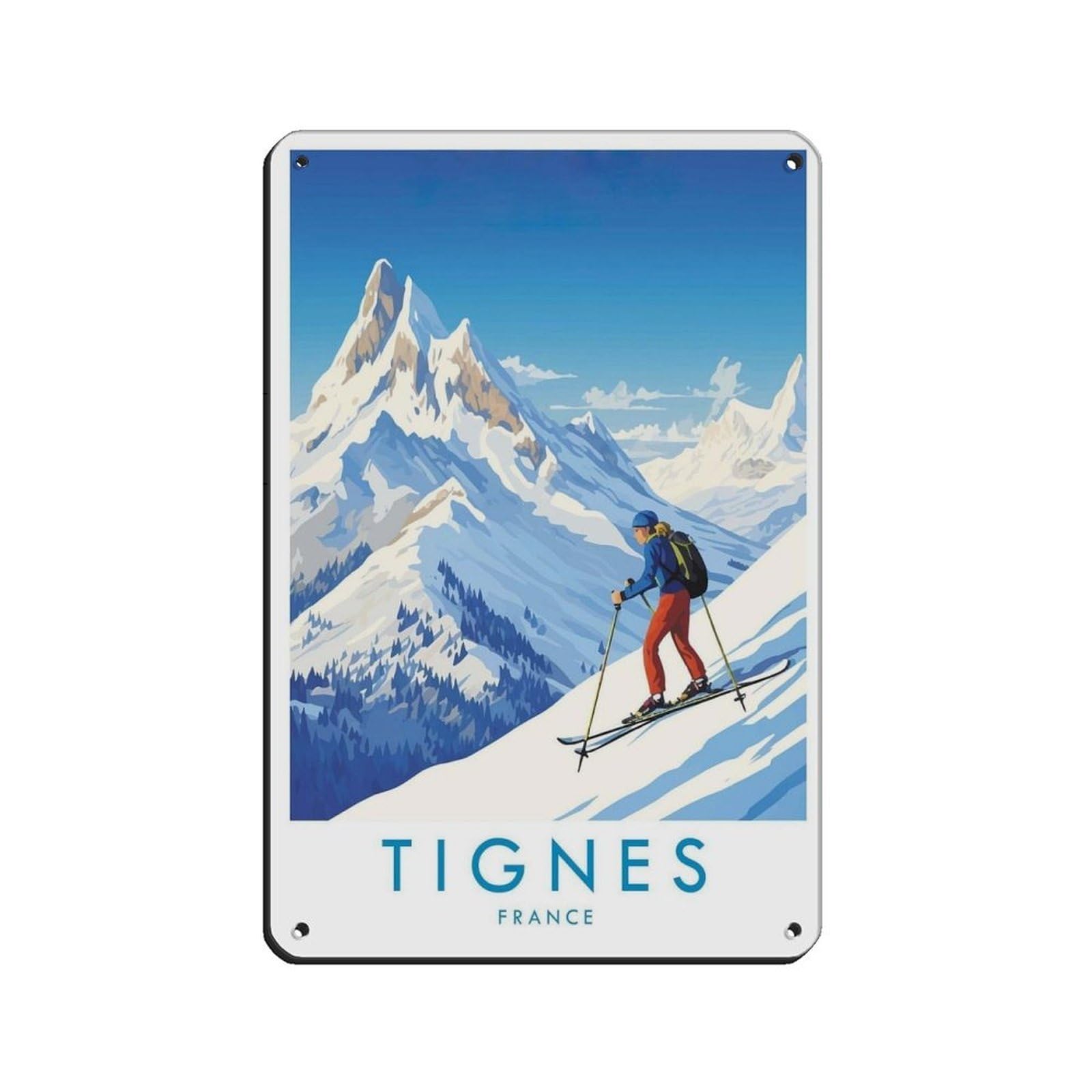 Tignes Travel Poster, France, Travel Decor Retro Poster Metal Tin Sign Chic Art Retro Iron Painting Bar People Cave Cafe Family Garage Poster Wall Decoration 8x12inch(20x30cm)
