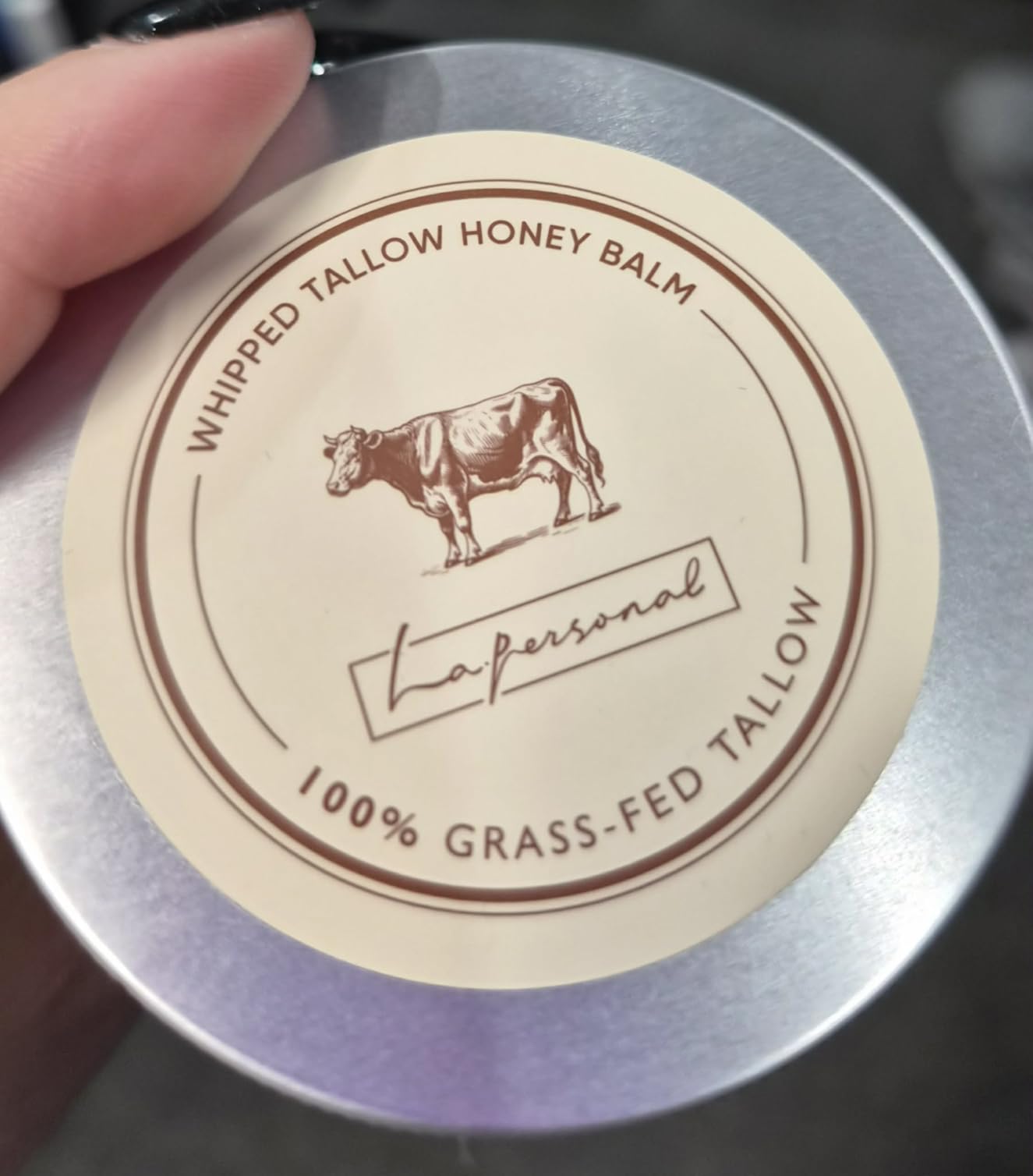 LA.PERSONAL Beef Tallow for Skin & Face – Whipped Tallow and Honey Balm Cream, Grass-Fed Beef Tallow Face Body Moisturizer with Raw Honey Organic Olive Oil, Non-Greasy, Deep Hydration for Women & Men 3.53 Oz