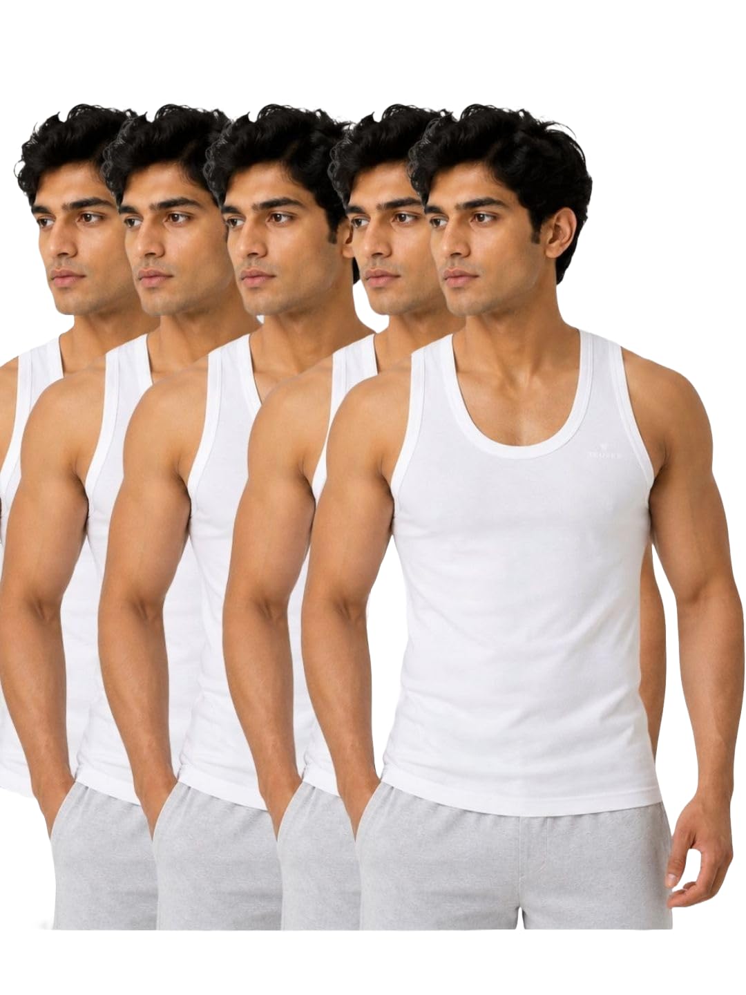 Men's Sleeveless Vest | 100% Pure Combed Cotton | Soft, Breathable & Skin Friendly Fabric | Premium Comfort Innerwear | Regular Fit Pack of 5-image-13
