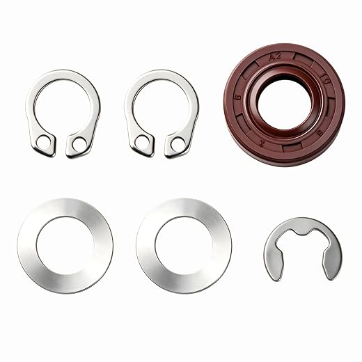 6PCS Heavy Duty Pan Seal Kit Fit for Cuisinart Bread Maker Model CBK-100 CBK-100SS Includes Seal Stainless Steel Flat Washer Clip and E-Clip Installation Guide Kitchen Breadmaker Machine Parts