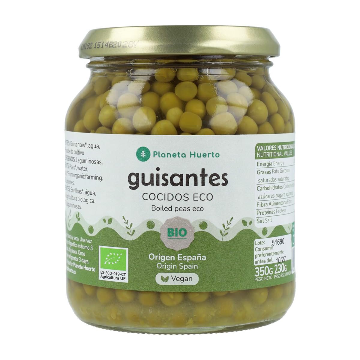 PLANETA HUERTO | Guisantes ECO 320 g - Legumbre Ecológica Rica en Nutrientes y Versátil en la Cocina