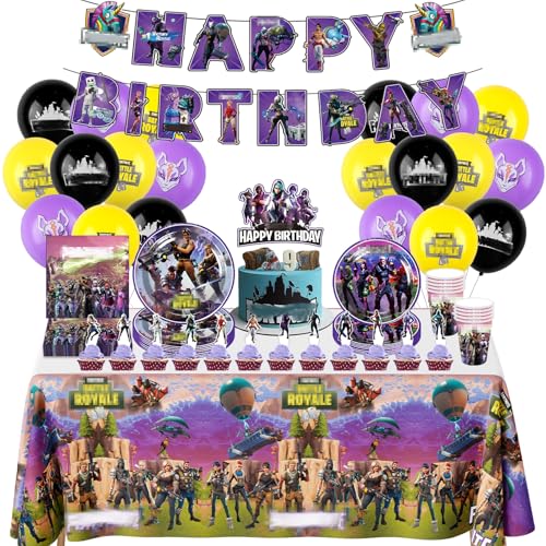 80 unidades de decoración de cumpleaños, platos de papel para fiestas infantiles, platos, vasos, servilletas, pajitas, globos de látex, decoración para 10 personas