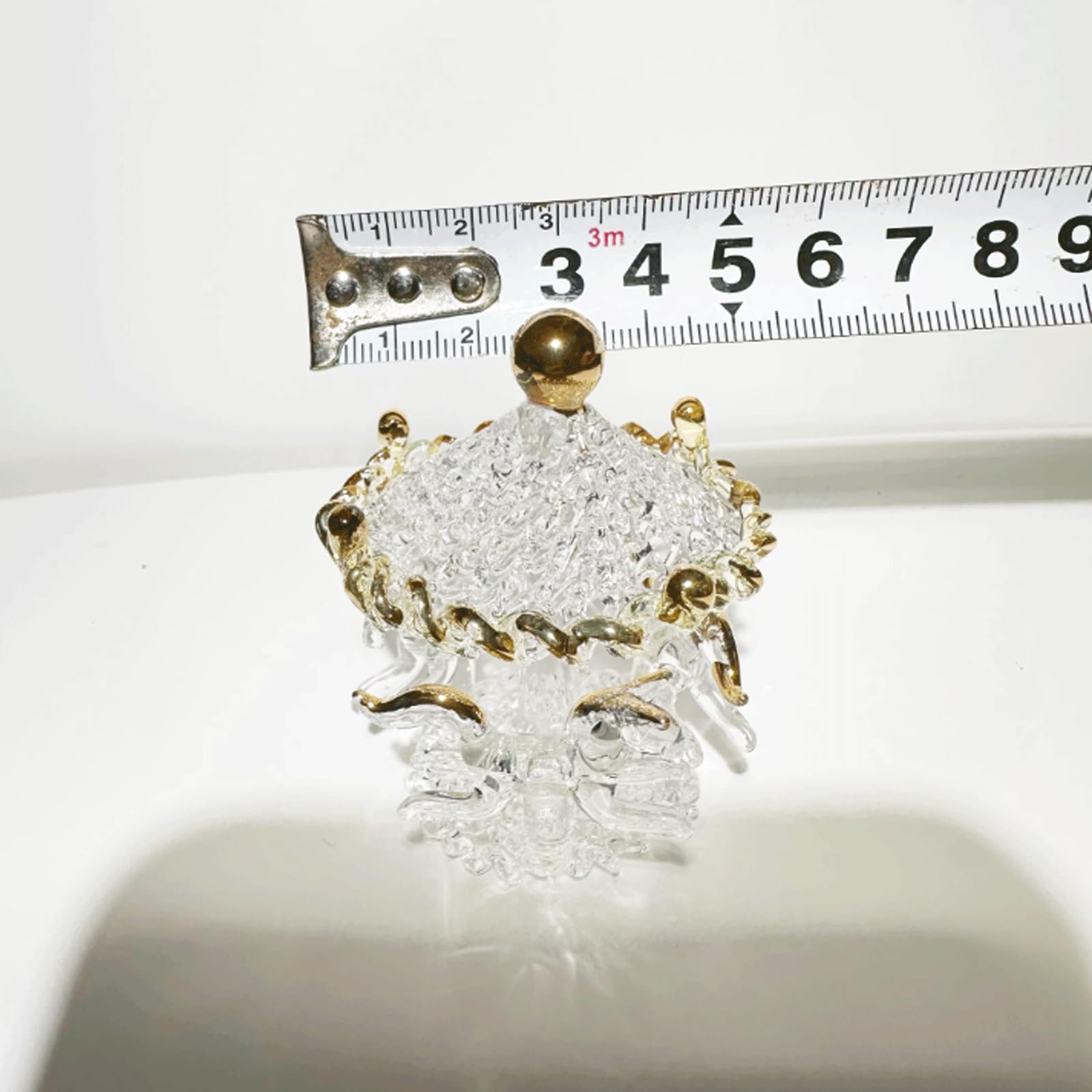 Adornos de Cristal Hechos a Mano de Oro Hueco, carrusel de Castillo de Luna de Cristal soplado a Mano, Adornos Huecos Hechos a Mano, Regalo Bonita Figura