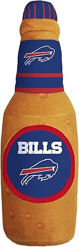 Pets First NFL Buffalo Bills - Botella de cerveza de peluche para perros y gatos, juguete de chirrido de perro y gato, botella de soda de estadio,