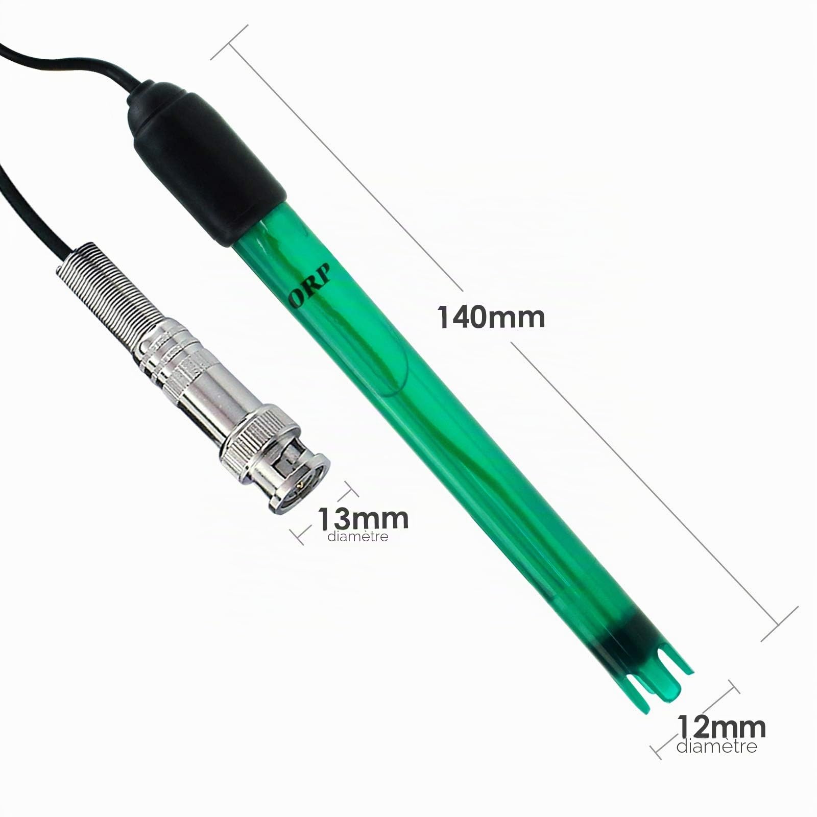 ORP Redox Electrode, Type BNC Connecteur Sonde Testeur Contrôleur de contrôle Contrôle du potentiel de réduction de l'oxydation, Câble de 14cm de long, 1.2cm de diamètre, 300cm
