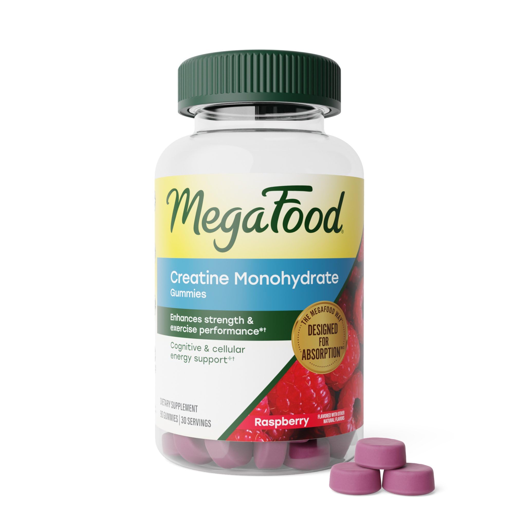 MegaFood Creatine Monohydrate Gummies, Raspberry, 90 Gummies