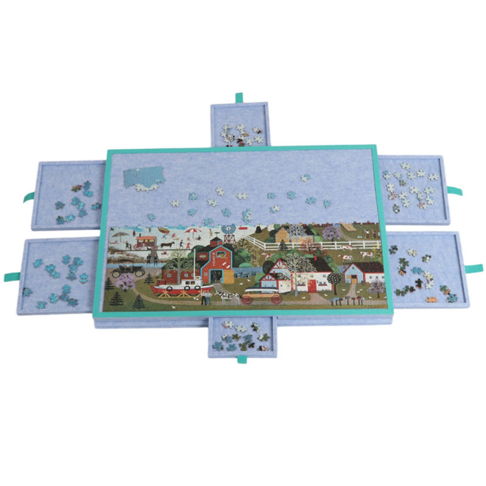 Leichte Filz Puzzletisch,Puzzle-Aufbewahrungsbrett,Faltbares Filz-Puzzlebrett,Drehbares Puzzlebrett,Einfach Verstaubau,rutschfest,für Puzzles mit weniger als 1500 Teilen