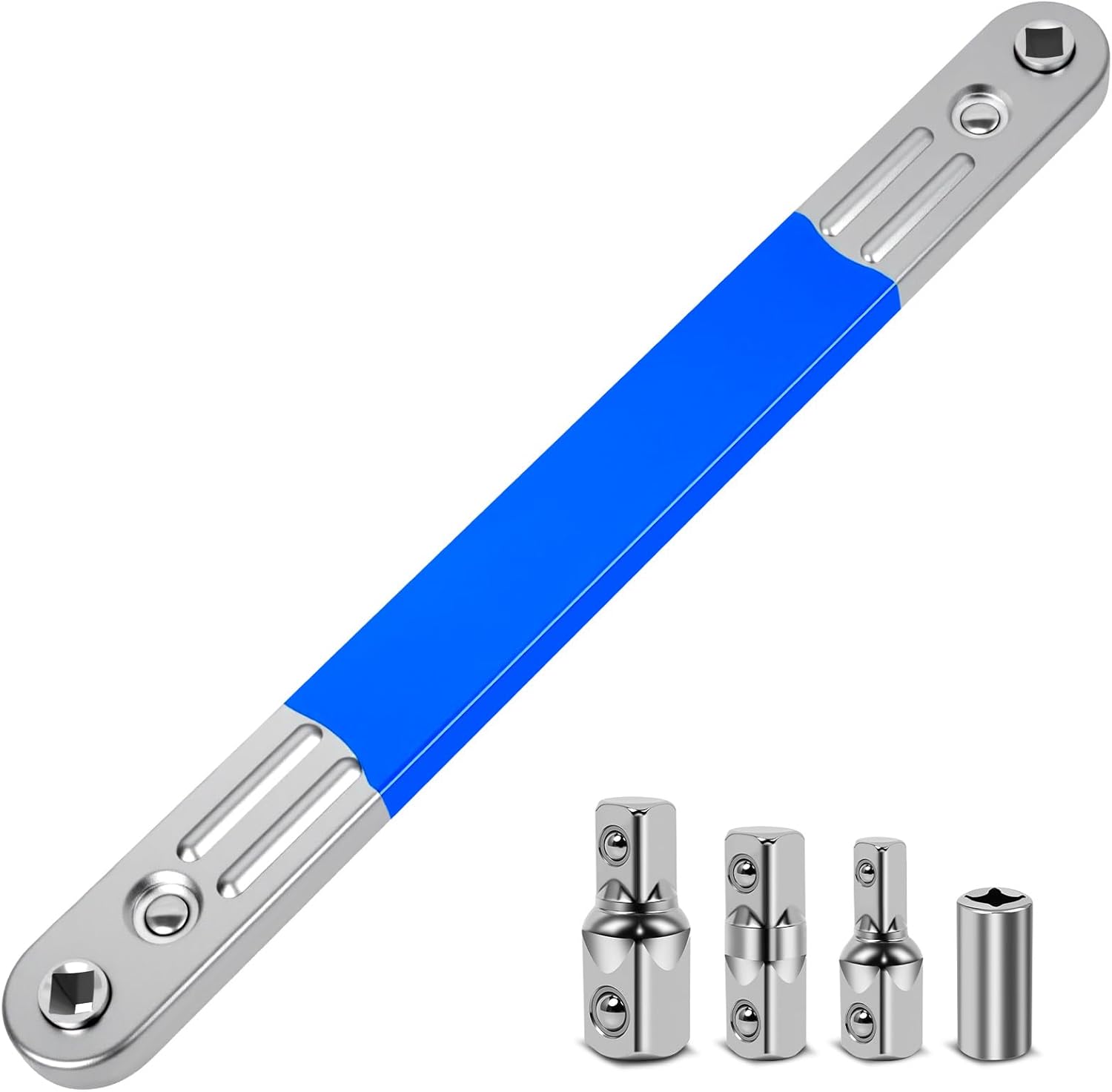 Impact Offset Extension Wrench Set - 1/2", 1/4" and 3/8" Square Drive Adapters & Socket, Ratchet Wrench Extender Ideal for Tight Spaces