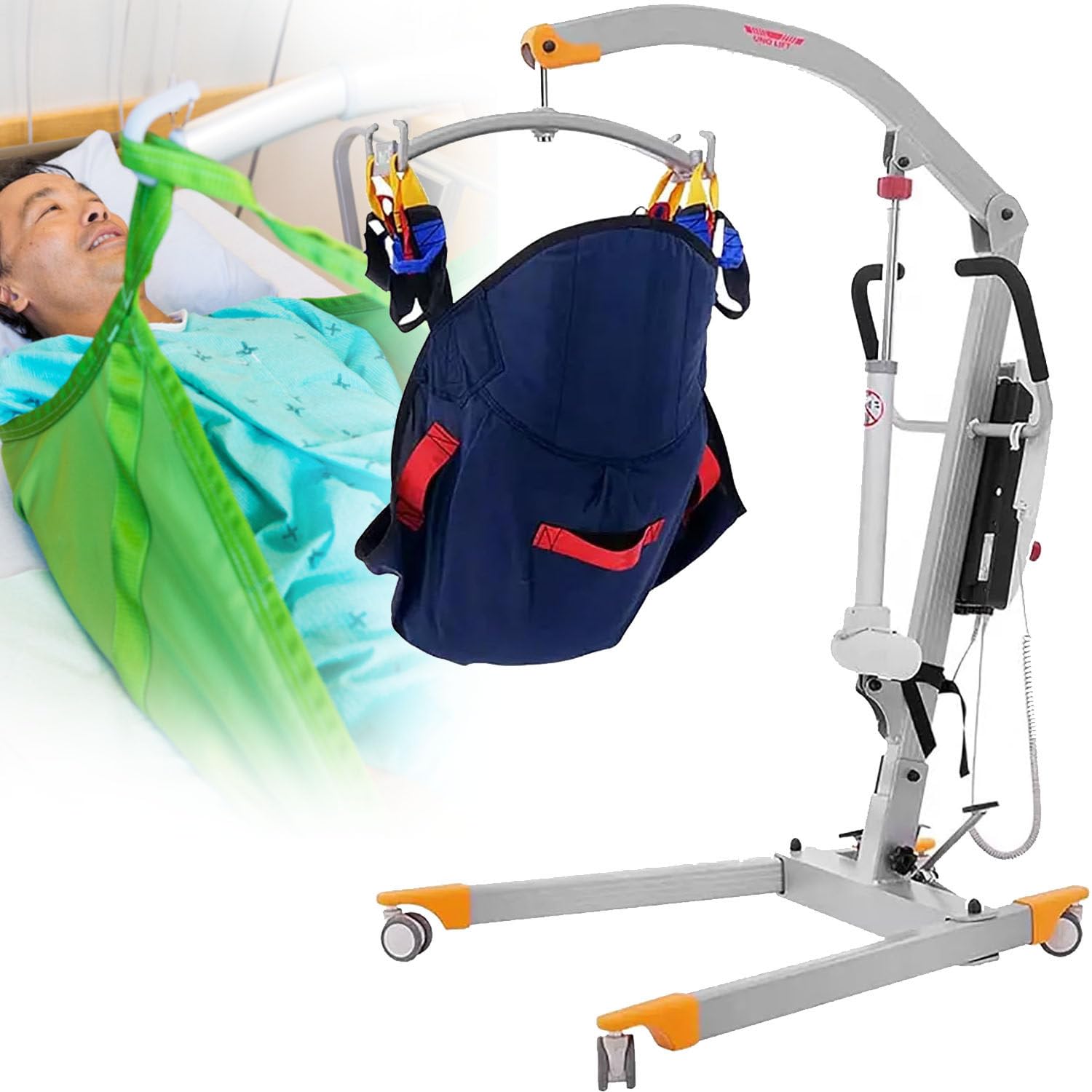 GrúA EléCtrica, GrúA Personas Mayores, Capacidad de Peso de 400 LB, ArnéS de ElevacióN para Pacientes Resistente de Malla de Cuerpo Completo, para AtencióN Domiciliaria