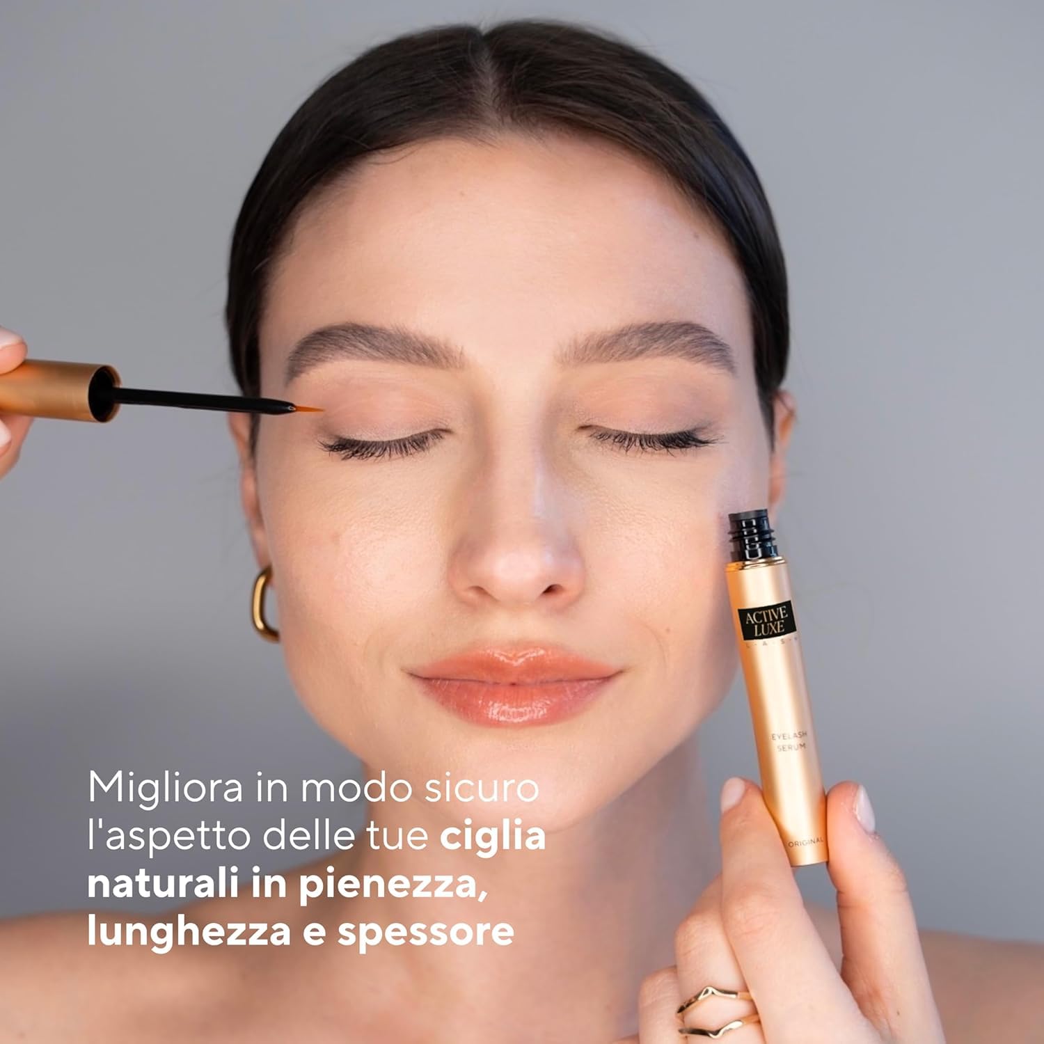Active Luxe Siero Ciglia Allungante, 1.5 ml | Siero Crescita Ciglia Clinicamente Testato, Senza Ormoni, Vegan, Ciglia Allunganti Naturali, Effetto Lash Lift