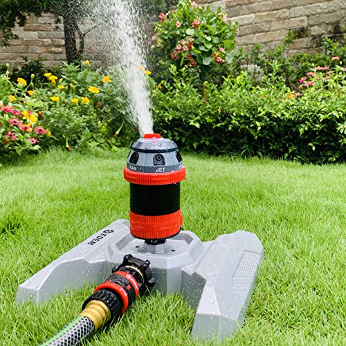 Eden 94122 Metal Adjustable 6-Pattern Mobile Rotary Gear Drive Garden Sprinkler for Yard W/Quick Connect Starter Set - Image 2