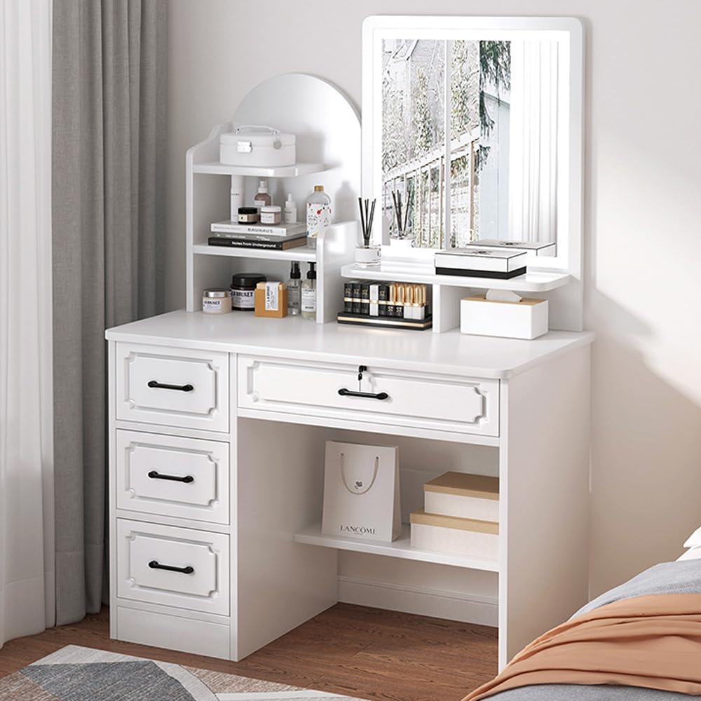 Multifunctional Makeup Vanity Dressing Table with LED Mirror and Chair 80 CM