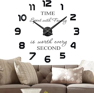 VANGOLD Large Wall Clocks for Living Room Decor, Decorative Wall Clocks Battery Operated (Black Wall Decor)