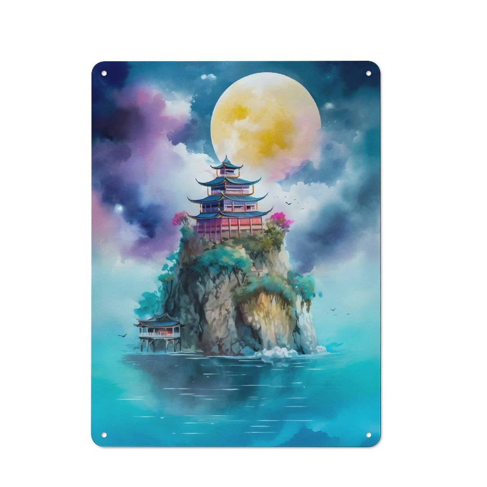 Junmoney Small Lake Vintage Tin Sign 40X30cm With For Café Or Home Bar, Suited To Café-Style Decor Fans
