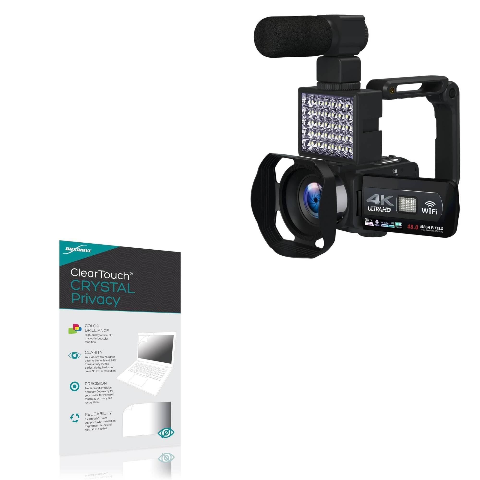 BoxWave Screen Protector Compatible with VETEK Video Camera, 1080P 30MP Camcorder - ClearTouch Crystal Privacy (2-Pack), Privacy Screen Protector Flexible Film Clear