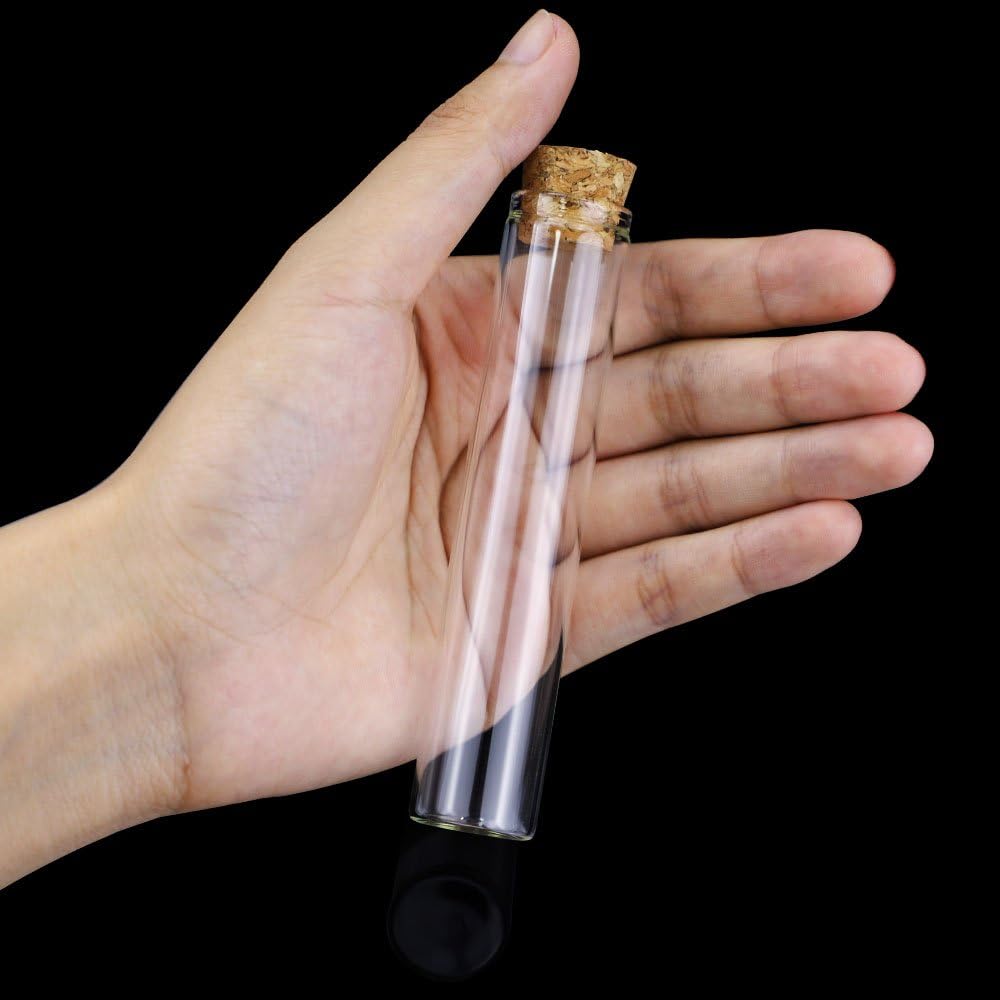 DEPEPE Glass 30pcs 25ml Test Tubes, 20×100mm Clear Flat Test Tubes with Cork Stoppers