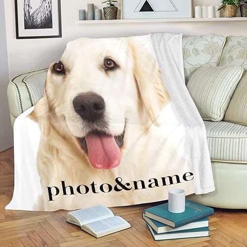 Miniatura 5 de Manta personalizada con nombre de foto, manta personalizada de forro polar súper suave de husky siberiano para sofá, cama (50 x 60 pulgadas)