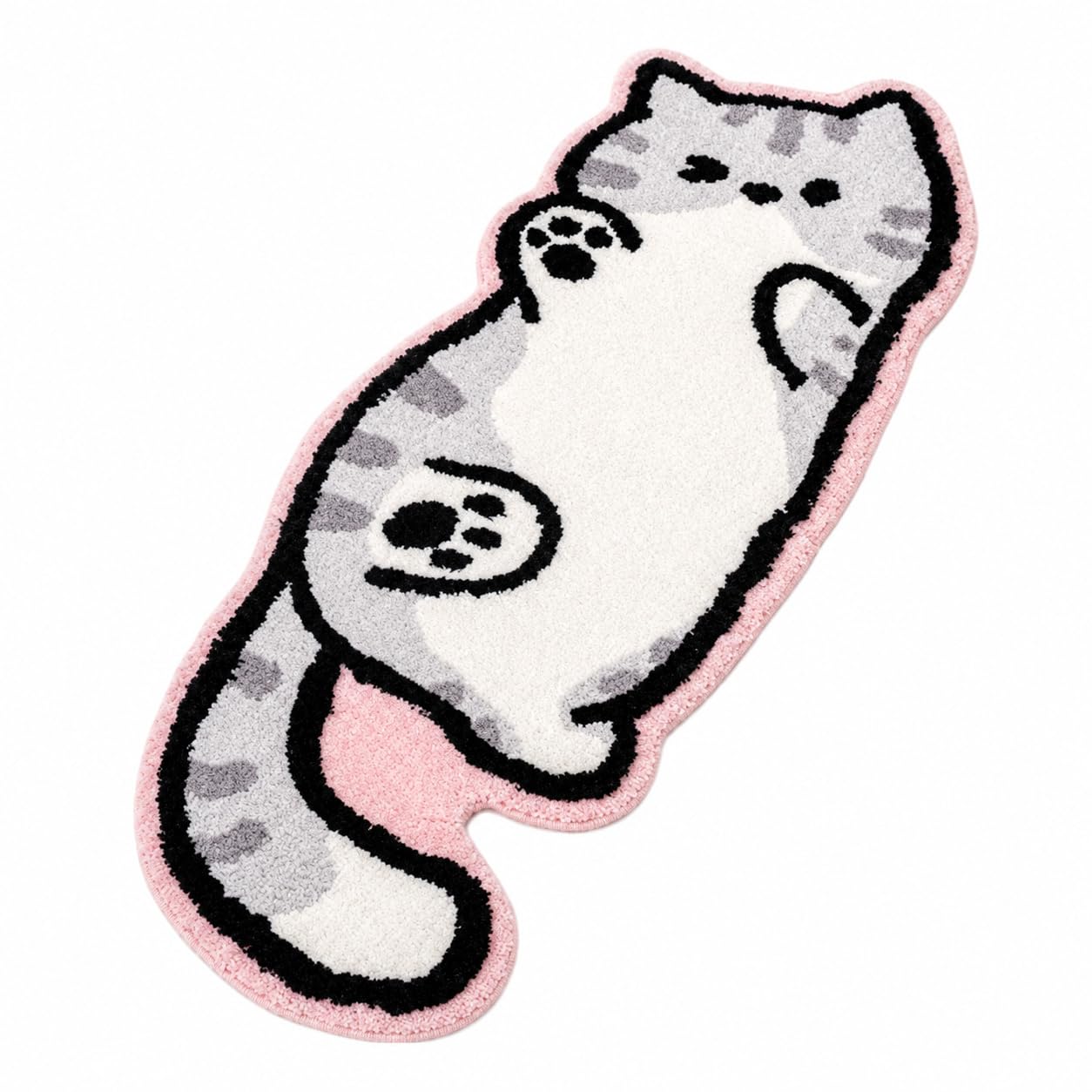 OADAA Cat Tufted Rug - 40X120cm, Cat Shaped Rug, Irregular Shaped Rugs, Washable Absorbent Non-Slip Fun Animal-shaped Cartoon Room Floor Mat, Soft Bedside Rugs for Bedroom, Cats Doormat (J)