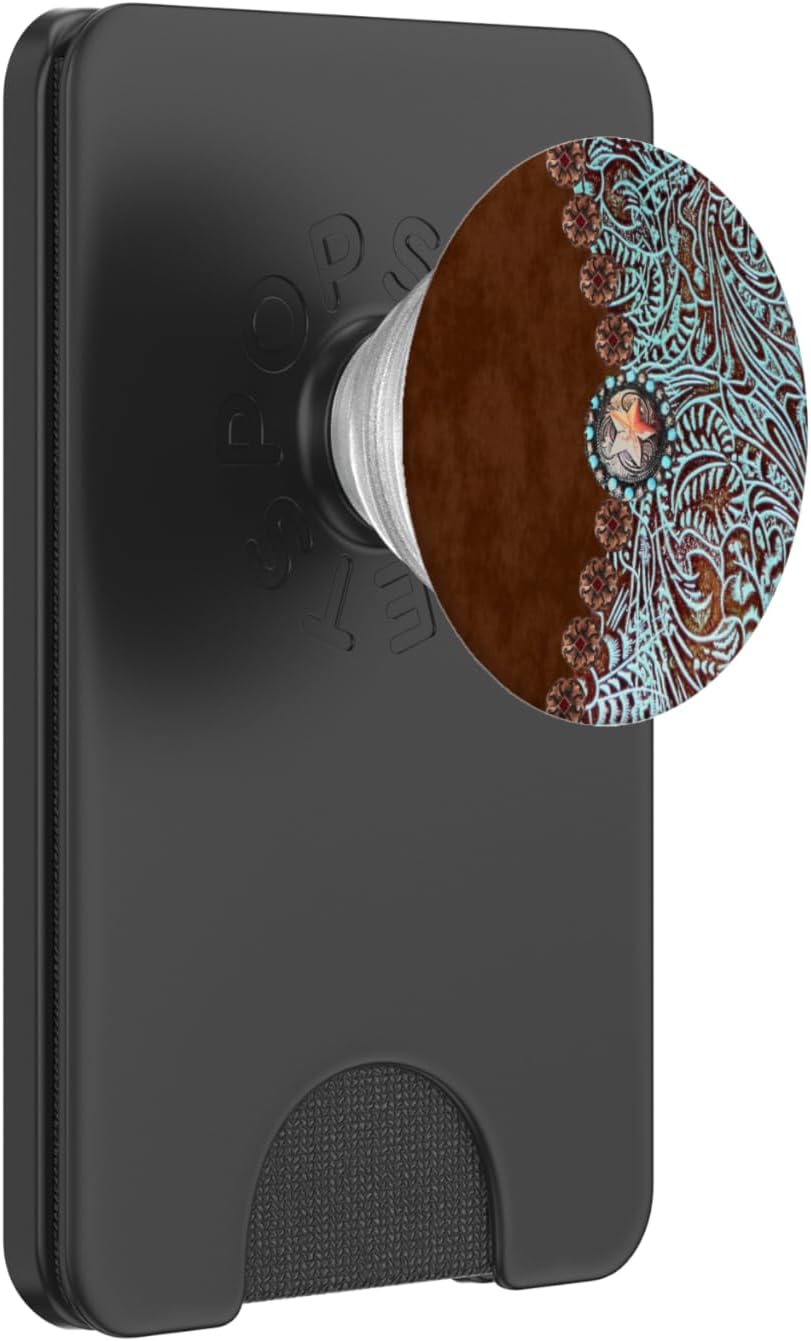 Southern Western Country Turquoise Blue Brown Cowboy Style PopSockets PopWallet for MagSafe