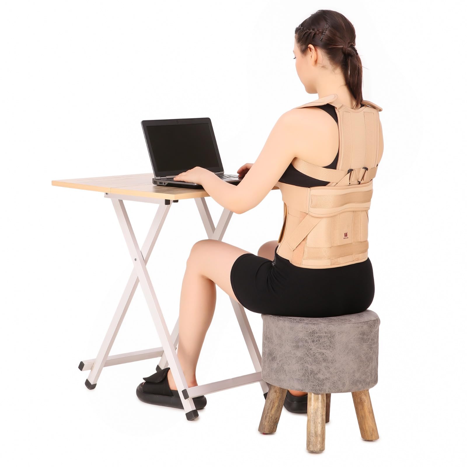 Taylor's Brace Long Type for Dorso Lumbar Spine Support | Orthopedic Back Brace with 4 Aluminium Stays | Thoracic & Lumbar Stabilization Belt | Adjustable Breathable Spinal Support Brace for Postural Support-Small-image-3
