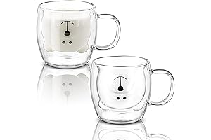 Yopay 2-Pack Glass Toddler Coffee Mugs