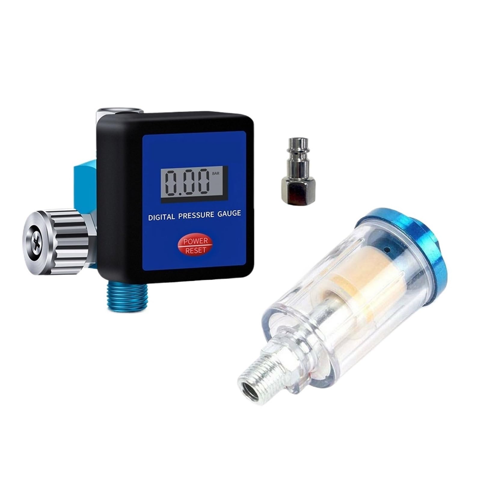 Regulator ciśnienia, Przełącznik Ciśnienia, Manometr Regulatora Pistoletu Natryskowego, Cyfrowy Wyświetlacz LCD Manometru,dla sprężarki powietrza(MF08+MF01)