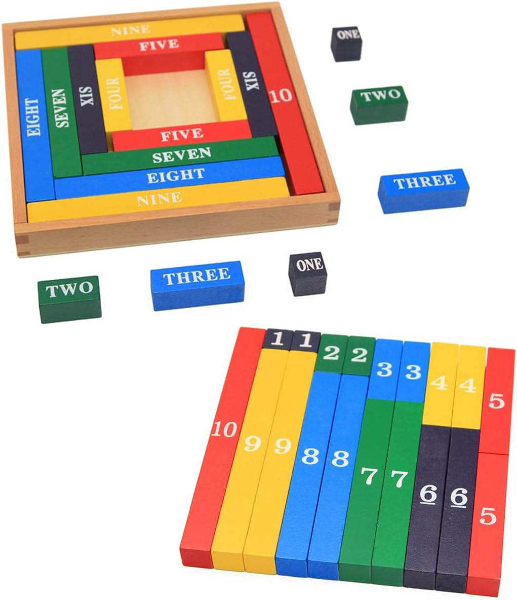 Montessori Math Materials for Preschool, Wood Small Numerical Rods,Educational Counting Toy,Math Blocks,Addition and Subtraction Games Educational Learning Materials for Toddlers