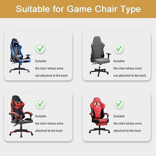 Miniatura 6 de Fundas para sillas de juego con fundas para apoyabrazos, funda para silla de escritorio, funda para silla de computadora, funda elástica para silla