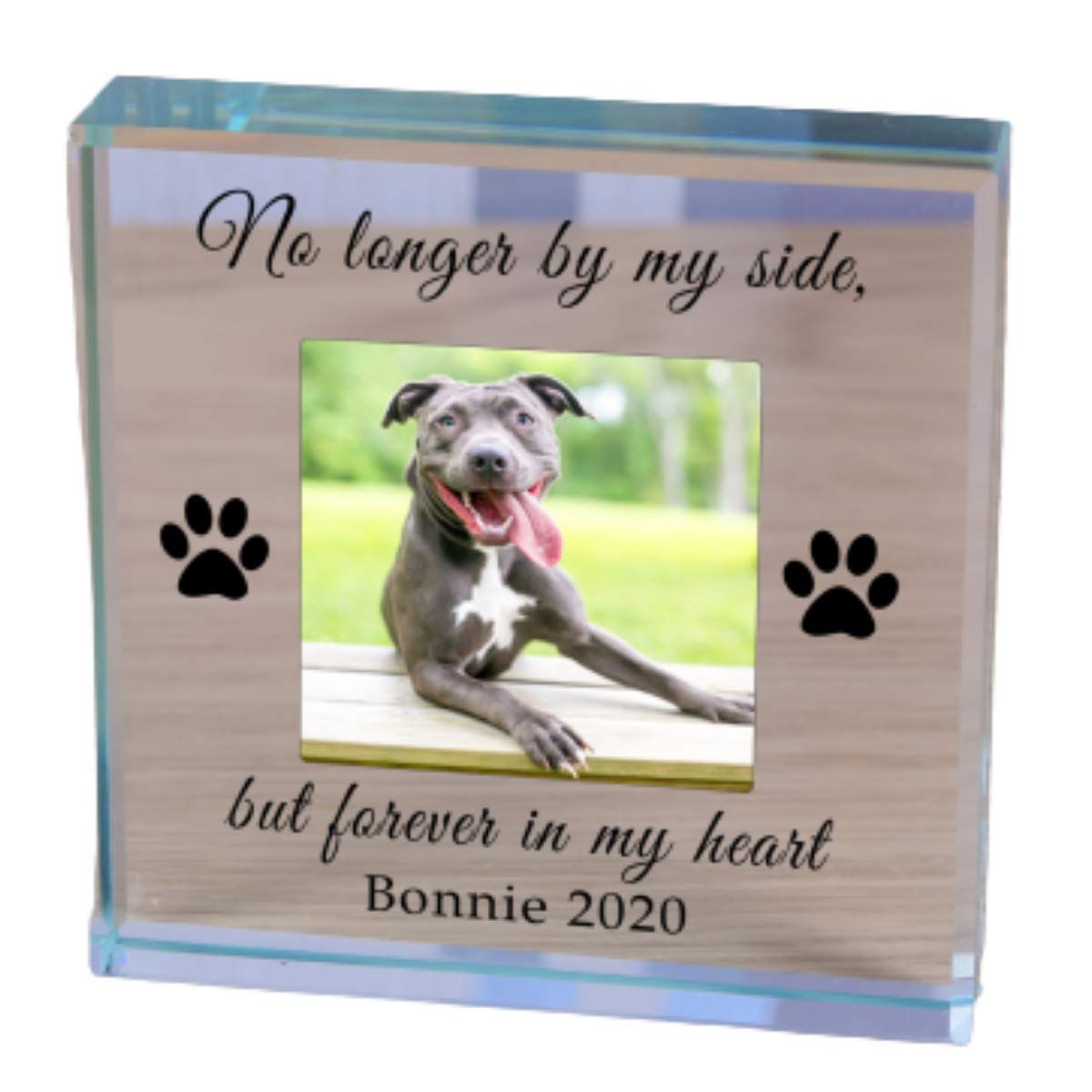 Personalised Memories Glass Block Token Dog Cat Pet Memorial
