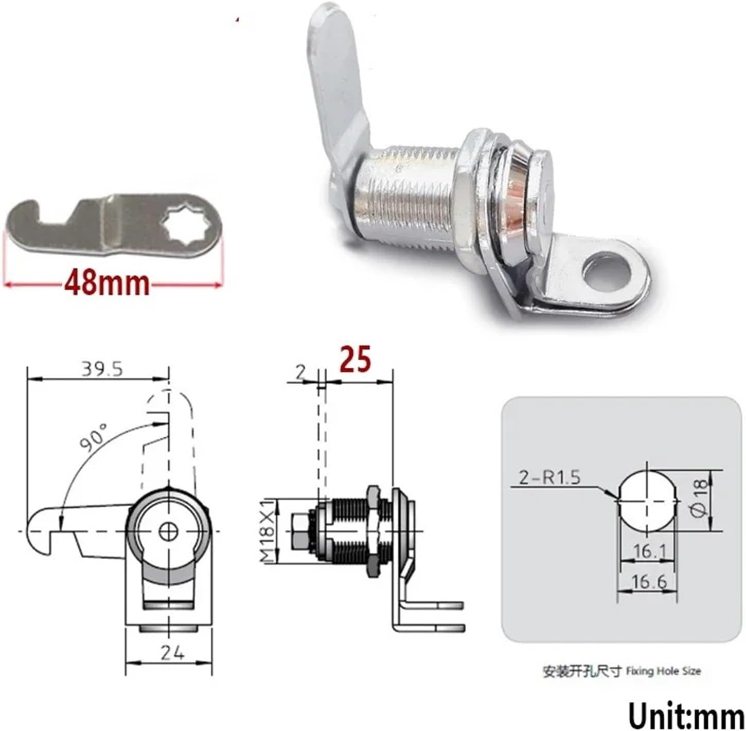 Cinet Cam Lock Use Padlock for School Gym Locker Mailbox Storage Box Electronical Wardrobe MS579 1Pcs(25mm)