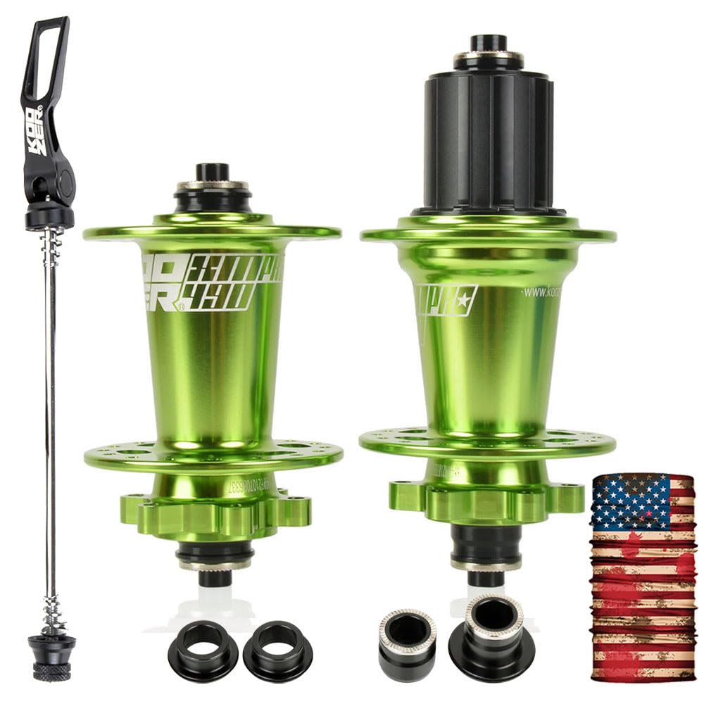 EnjcylingMTB Hub, 32 Holes 72 Click Sound 6 Pawls Full Aluminum Disc Brake Bearing HG Hubs Green, Compatible with KOOZER XM490 PRO, for Shimano 8-11s Cassette, for Sram 8-12s PG Series