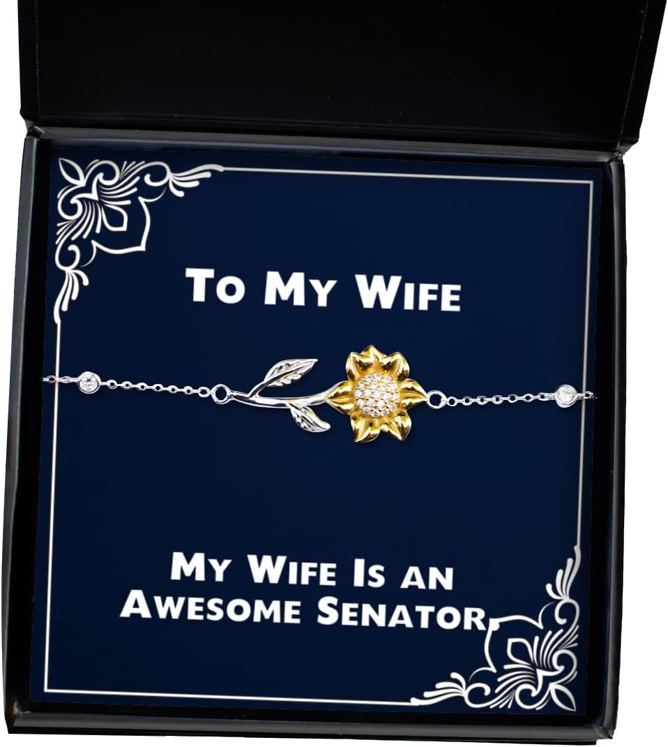 Unique Idea Wife Sunflower Bracelet, My Wife is an Awesome Senator, Present for, Useful from Husband