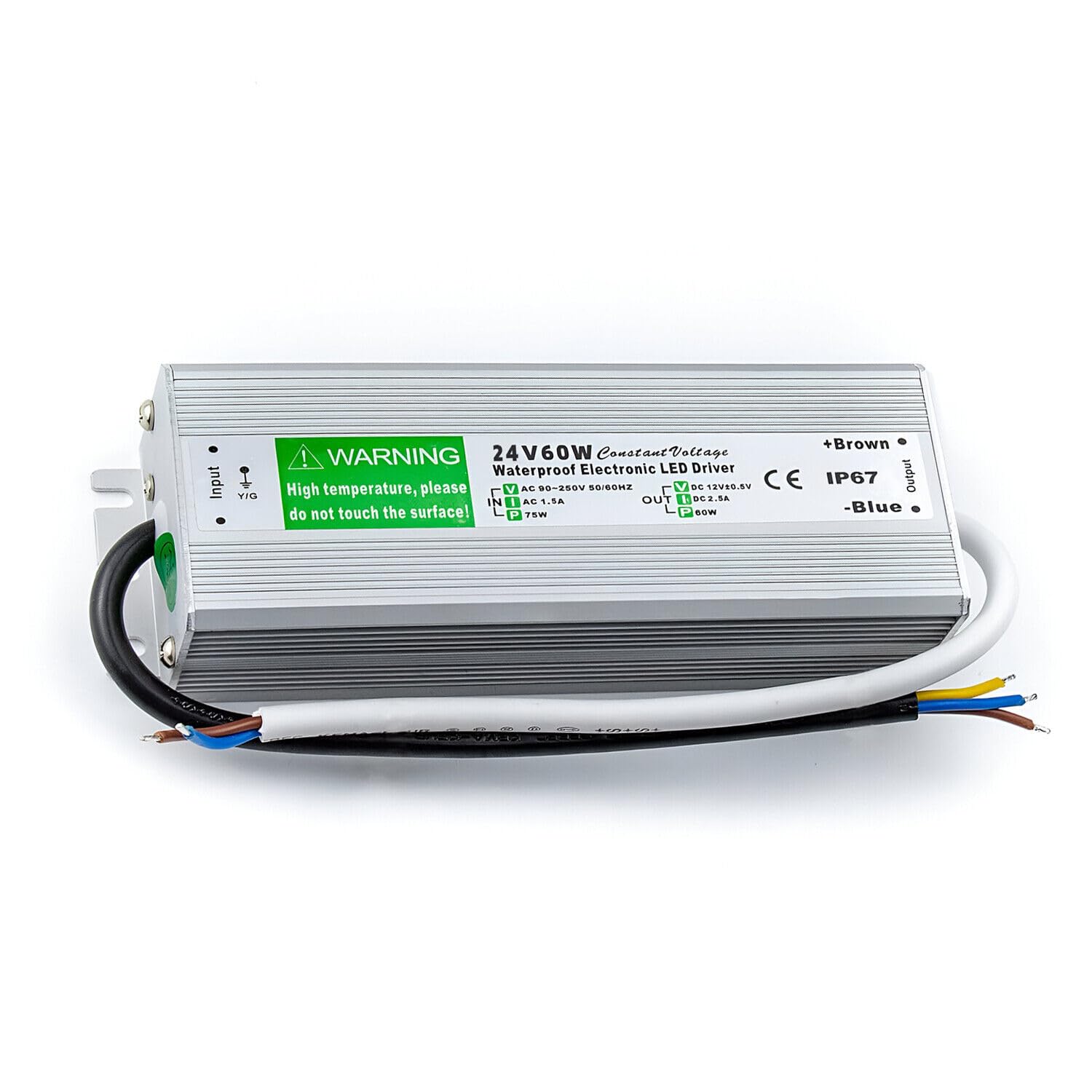 LEDSone DC 24V LED Driver Power Supply Transformer 60W Waterproof IP67 240V for LED Strip - 60W