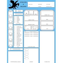 8.5x11 DND Campaign Character Sheet Notebook Over 50 5E Character Sheets and Lined Pages for DND Players Blue Cover