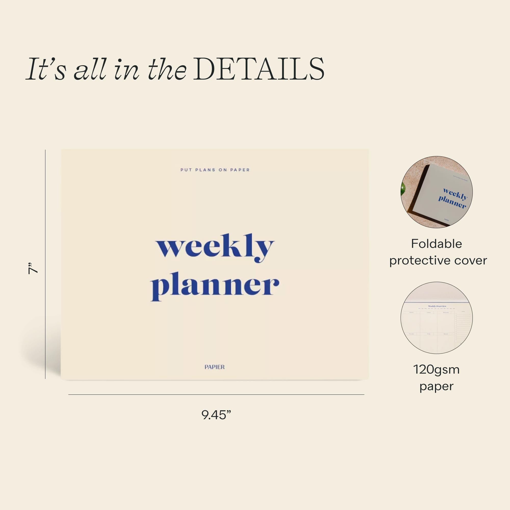 Papier Joy - Planificador semanal de escritorio, rosa, 1 página por semana, sección de plan semanal y notas de la próxima semana, diseño de arranque, artículos esenciales de oficina, 52 hojas, sin