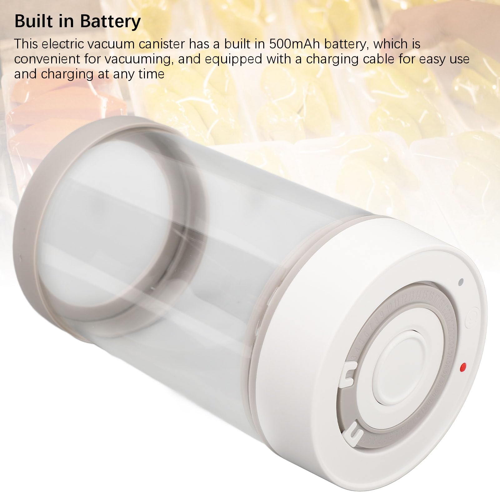 Cryfokt Contenitore Sottovuoto Elettrico per la Conservazione degli Alimenti con Barattolo Sigillato in Vetro Borosilicato Ad Alto Contenuto di Batteria Incorporata per L'organizzazione della (950 ml)