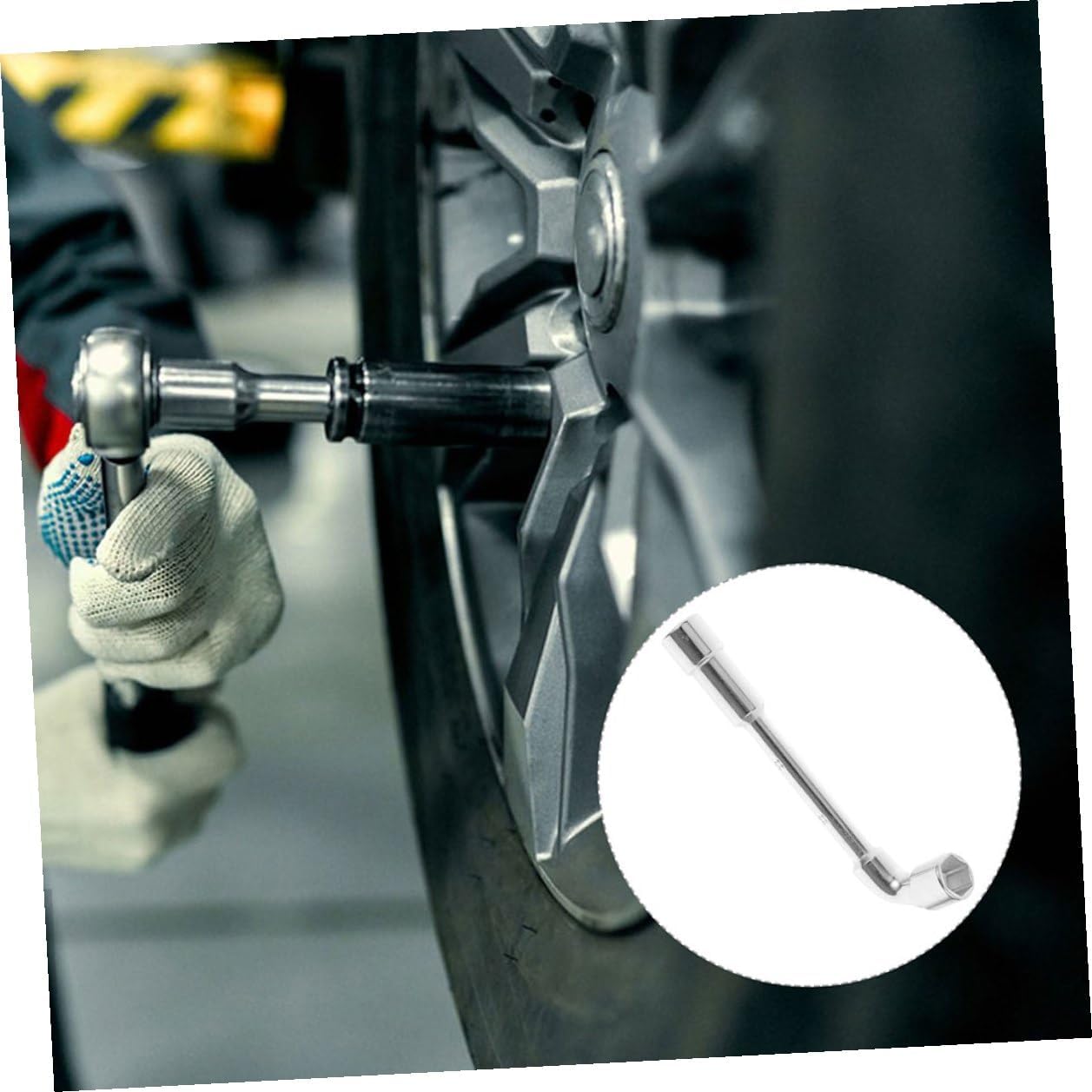 L-shaped 21mm Double-ended Socket Wrench Car Repair Tool Tire Repair and Wheel Maintenance Lug Wrench for Automotive Tire Replacement and Valve Stem Adjustment
