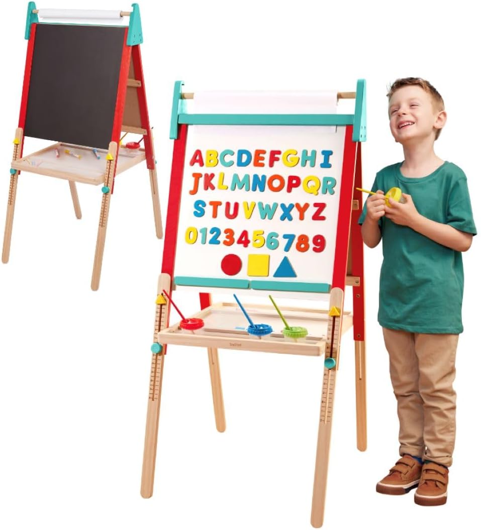 All-in-1 Art Easel – Art Toys for Toddlers & Kids – Creative Toys – Chalkboard & Magnetic White Board – Ages 3 + – Creation Station Art Easel