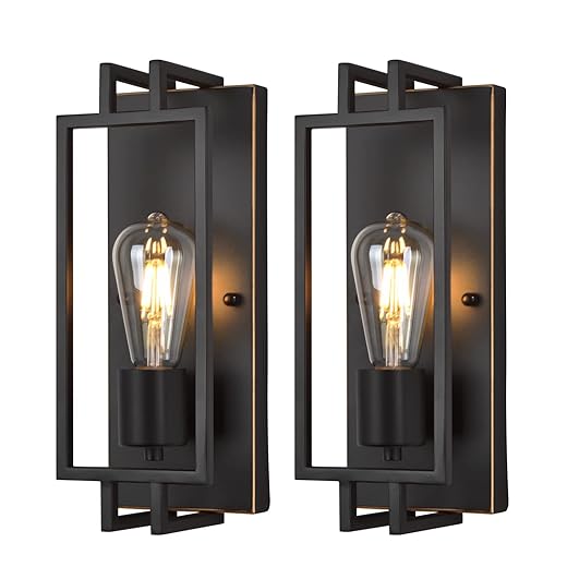Lcaoful Industrial Wall Sconces Set of 2, Oil Rubbed Bronze Indoor Wall Lamp Vintage Wall Light Fixture with E26 Base Decor for Bedroom Living Room Hallway.