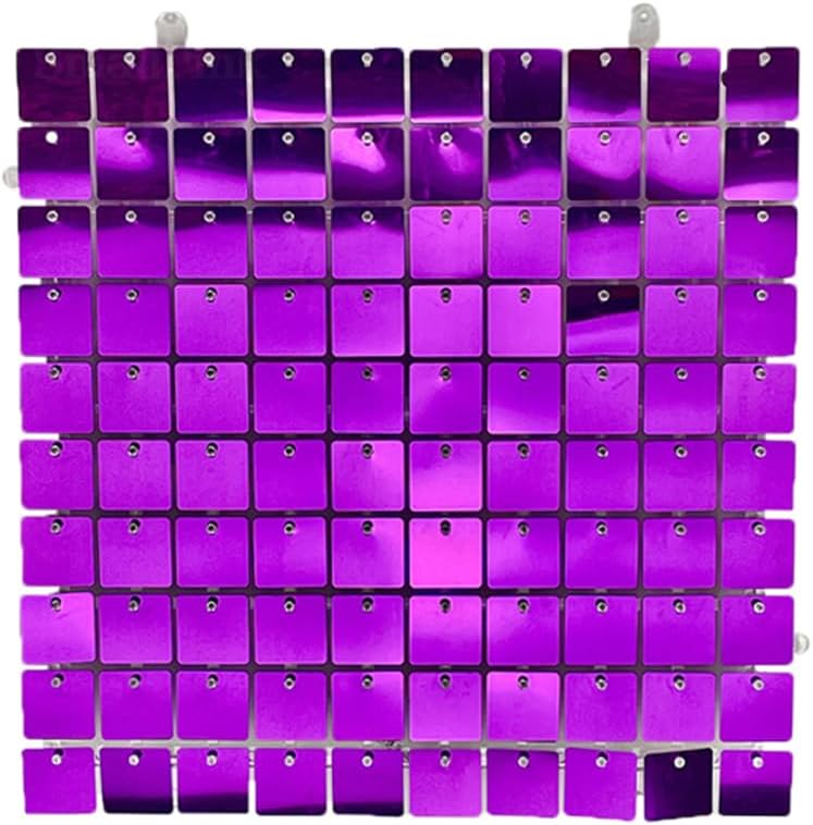 6PCS Mirror Foil Fringe Curtains Sequins Foil Curtain Backdrop Birthday Streamers Photo Props Background Wedding Party Decoration, Purple