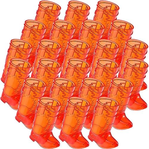 Uiifan 24 Pcs Cowboy Boot Shot Glasses Plastic Cowgirl Shot