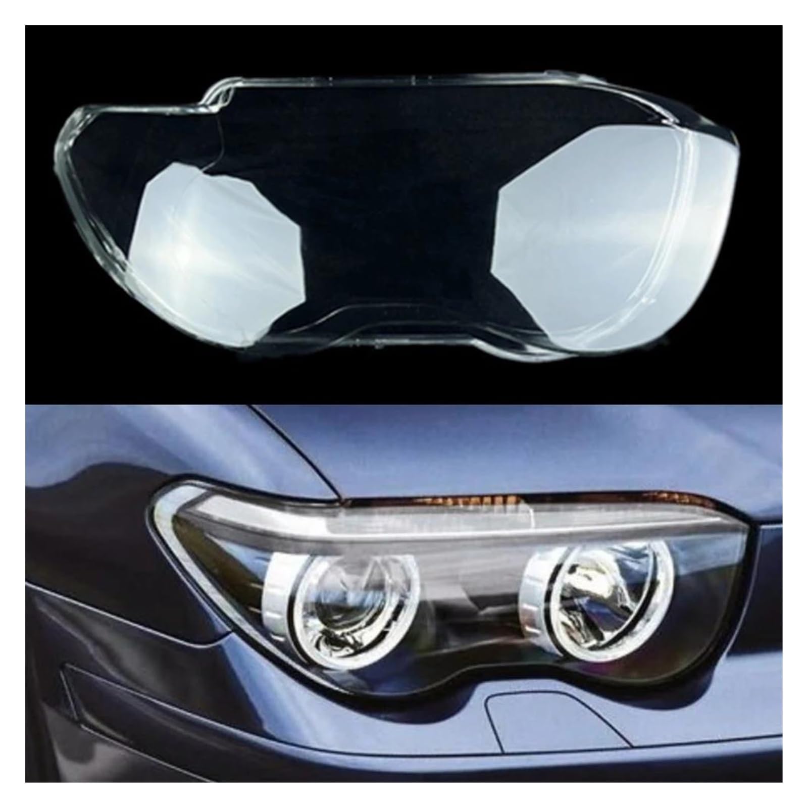 Coche Lámpara Cubierta Tapas Cubierta Lámpara Cristal Carcasa Faro Lámpara Para Cabeza Funda Para Serie 7 E65 1999-2003 2004 Cubierta Lente Faro Coche(Derecha)