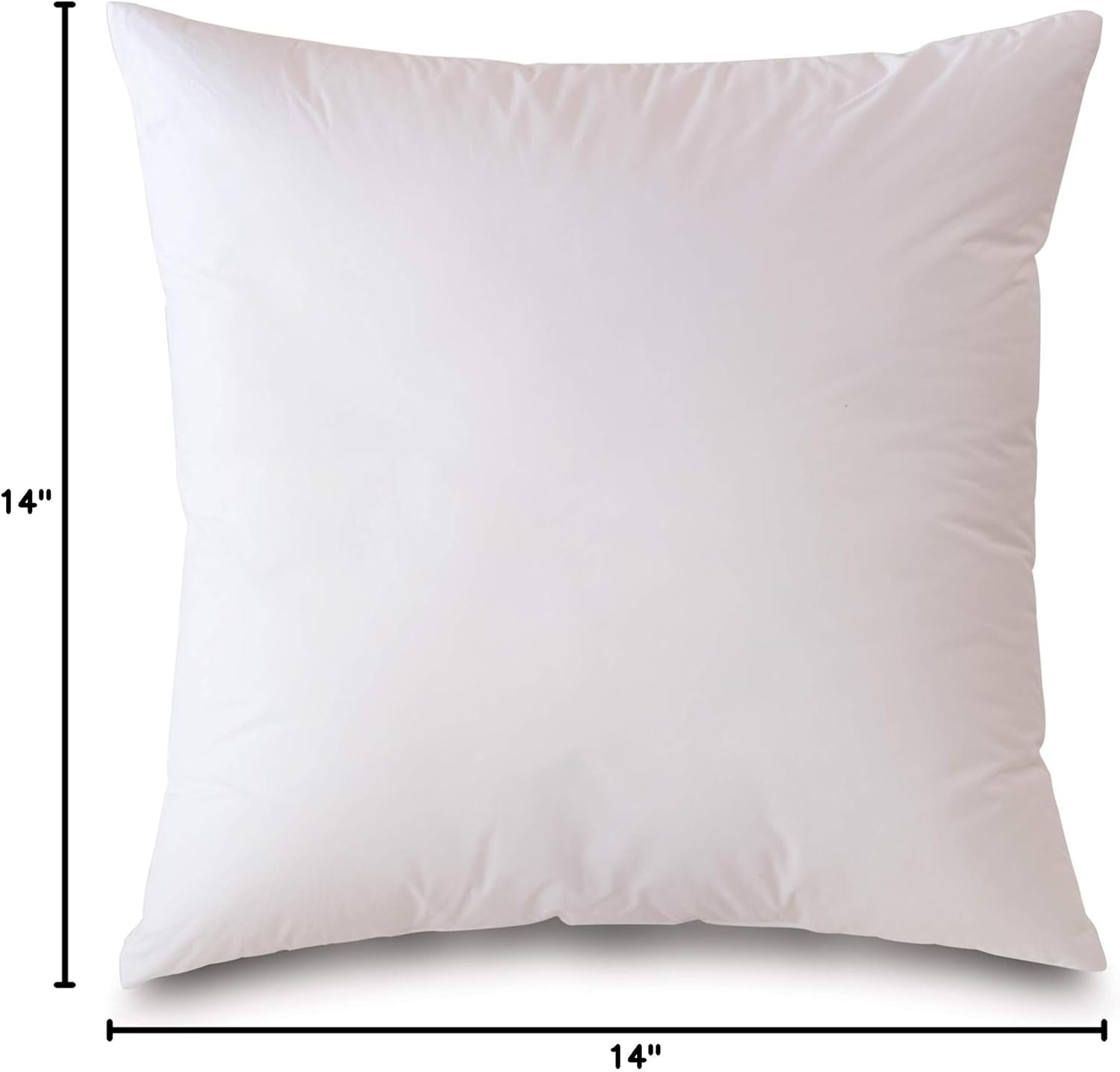 14x14 Luxury Hypoallergenic 50/50 Fluffy Feather Poly Mix Square Pillow Insert, 100% Cambric Cotton Shell, Never Vacuum-Packed, Odorless, Made in USA