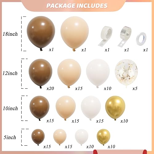 Miniatura 2 de RUBFAC Kit de arco de guirnalda de globos marrones, oso de peluche, decoración de baby shower, globos nude, marrón, marrón, marrón, globos neutros,