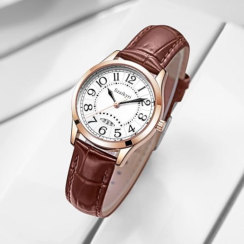 Miniatura 3 de Reloj Clásico Szaikyri para Mujeres con Números Árabes de Fácil Lectura, Reloj para Damas con Calendario, Resistente al Agua