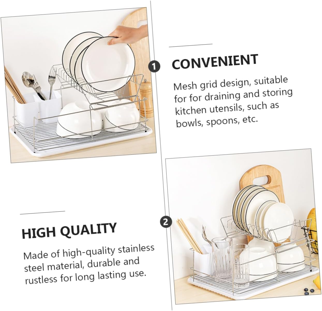 PRETYZOOM Stainless Steel Dish Drying Rack Dish Drying Rack Over Sink Kitchen Utensil Holder