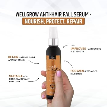 WellGrow Hair Growth Serum | Nourishes Scalp, Reduces Hair Fall & Boosts Hair Thickness | Unisex Formula for Stronger | Fuller & Healthier Hair (60ml / 2.02 oz)